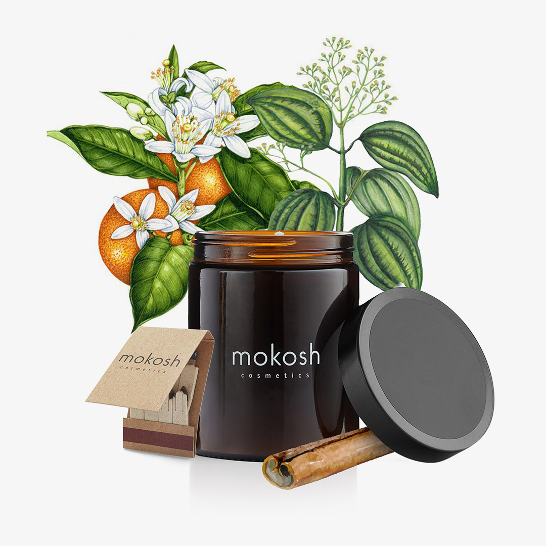 Mokosh Roślinna świeca sojowa pomarańcza z cynamonem 180 ml