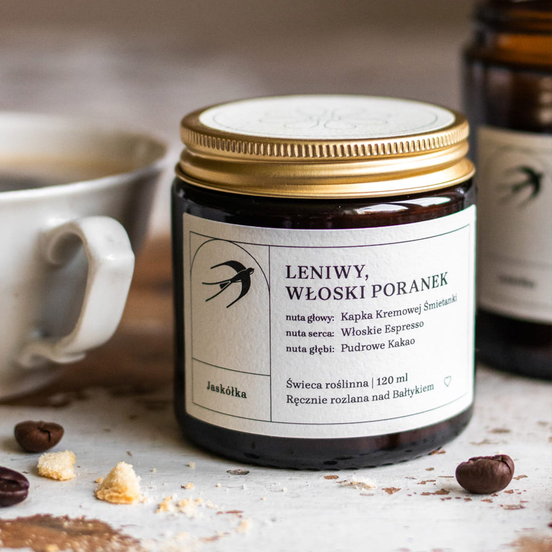 Jaskółka Świeca Sojowa Leniwy, włoski poranek 120 ml